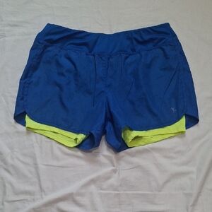Danskin Wome's Blue and Neon Yellow Athletic Shorts Size S